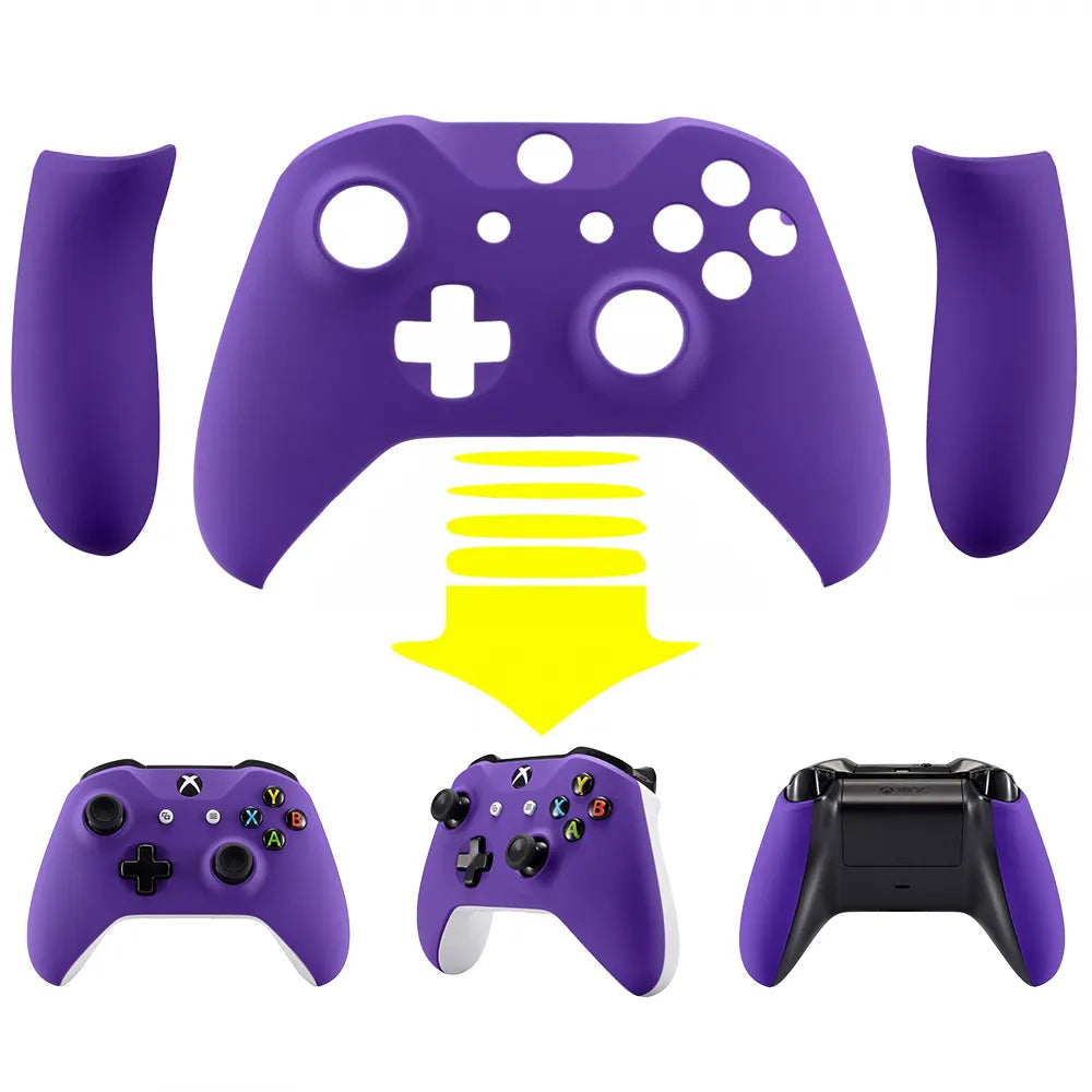 eXtremeRate Soft Touch Purple Upper Housing Shell with Side Rails Panel Replacement Part for Xbox One S / One X Controller