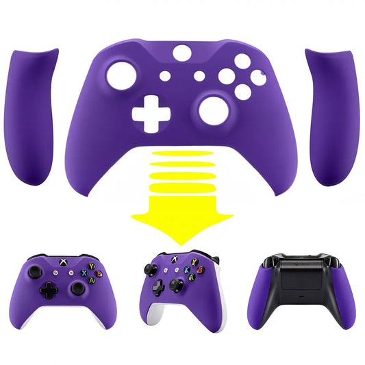 eXtremeRate Soft Touch Purple Upper Housing Shell with Side Rails Panel Replacement Part for Xbox One S / One X Controller