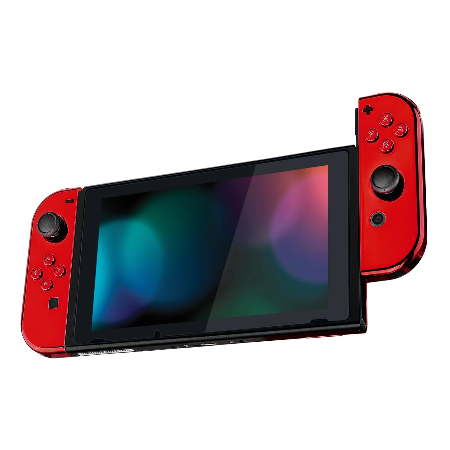 eXtremeRate Custom Chrome Red Controller Housing Shell Cover with Full Set Buttons for NS Switch & OLED Switch JoyCon