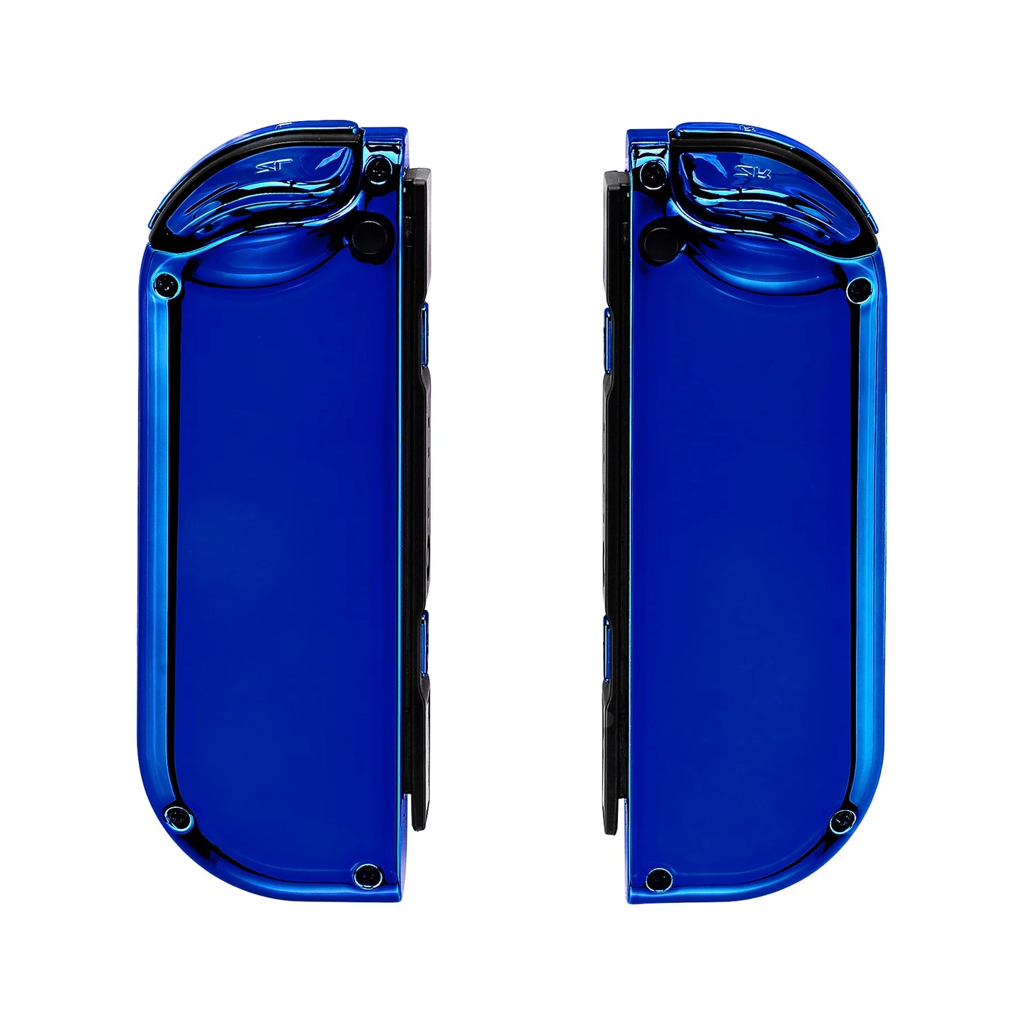 eXtremeRate Custom Chrome Blue Controller Housing Shell Cover with Full Set Buttons for NS Switch JoyCon