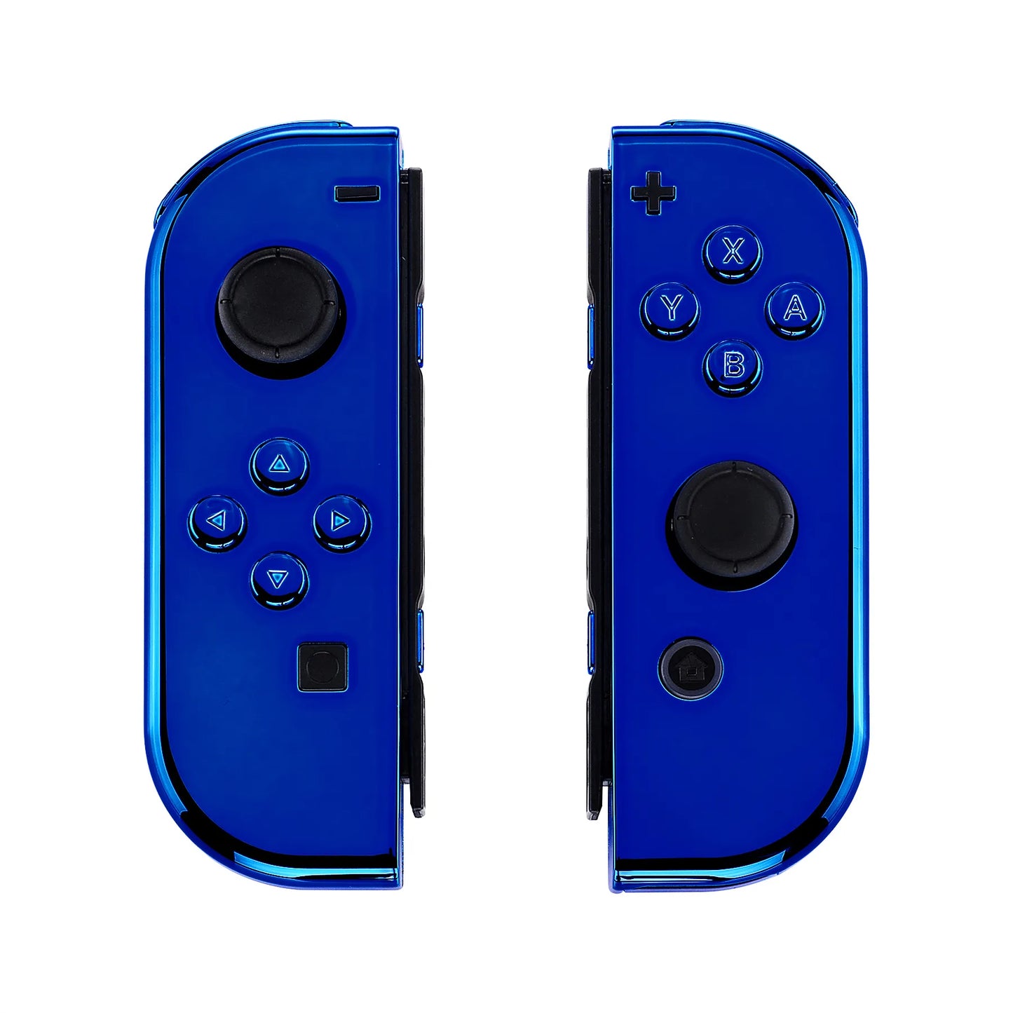 eXtremeRate Custom Chrome Blue Controller Housing Shell Cover with Full Set Buttons for NS Switch JoyCon