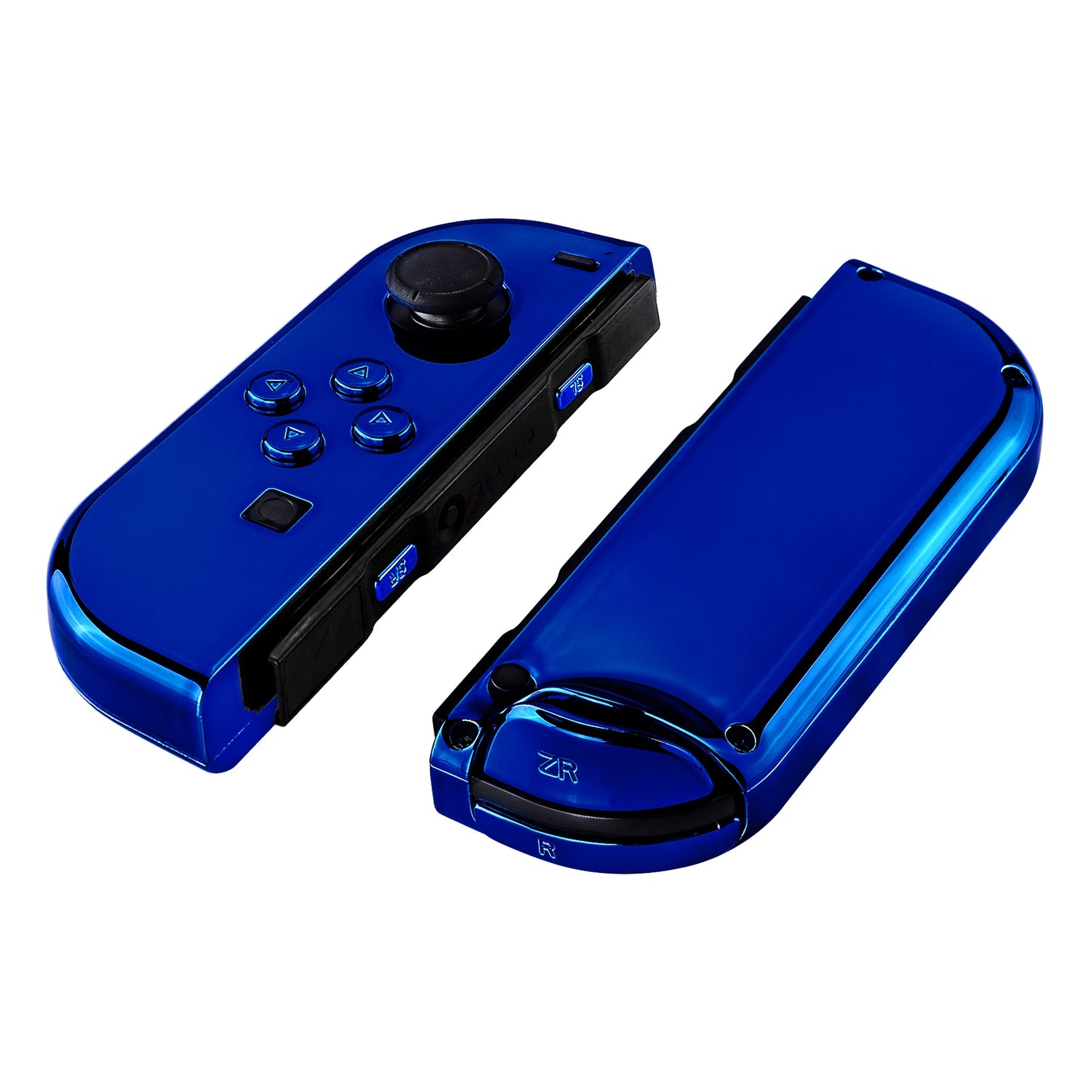 eXtremeRate Custom Chrome Blue Controller Housing Shell Cover with Full Set Buttons for NS Switch JoyCon