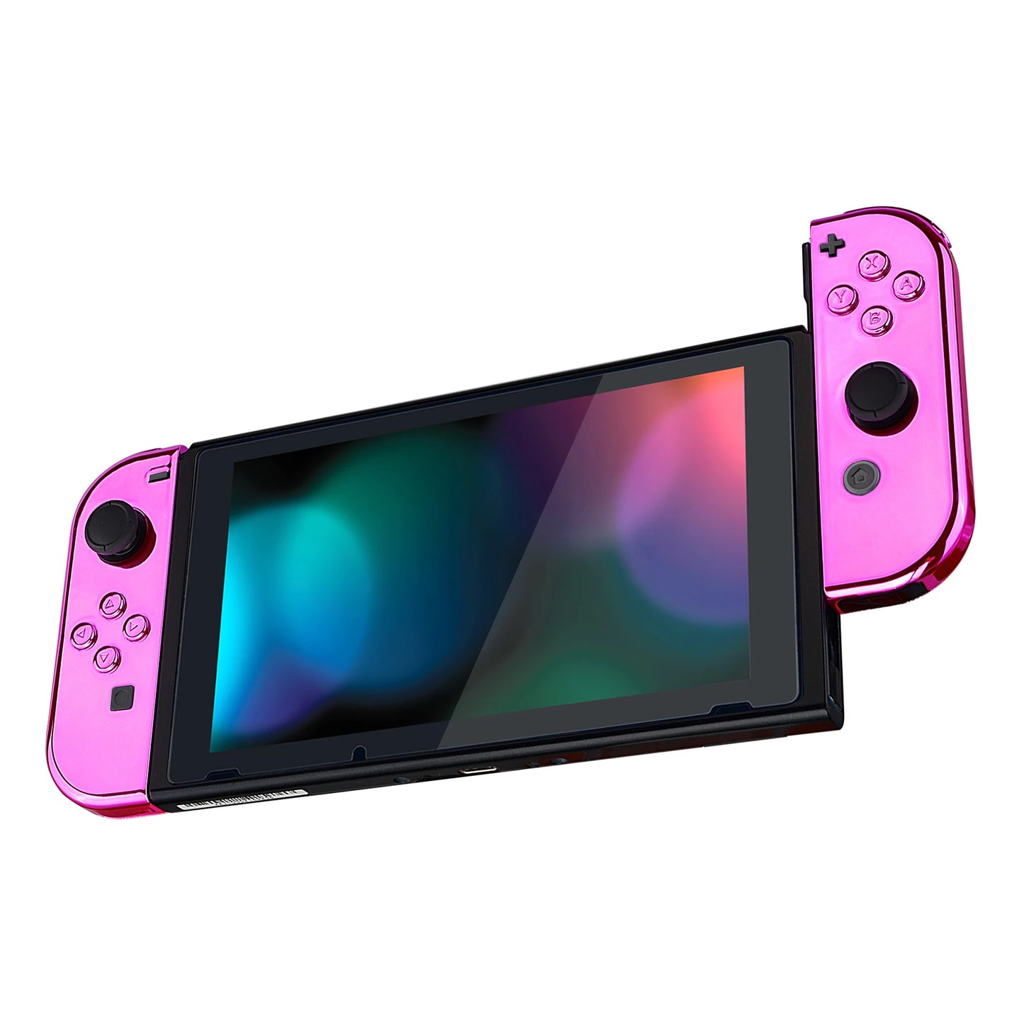 eXtremeRate Chrome Pink Controller Housing With Full Set Buttons DIY Replacement Shell Case for NS Switch & OLED JoyCon