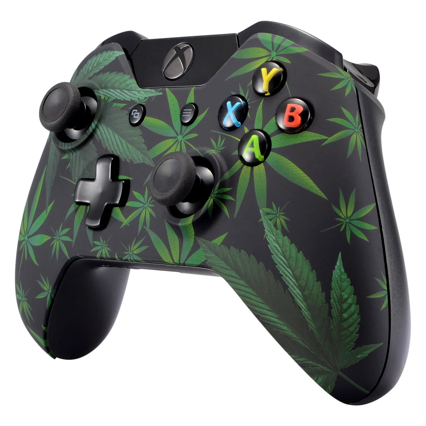 eXtremeRate Customized Green Weeds Repair Part Front Shell Faceplate for Xbox One Controller