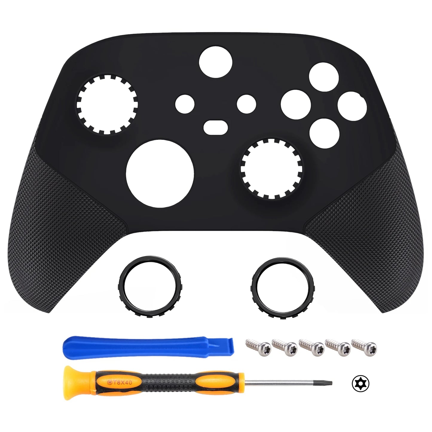 eXtremeRate ASR Version Rubberized Grip Front Shell for Xbox Core Wireless Controller, Faceplate Case Cover with 2 Accent Rings