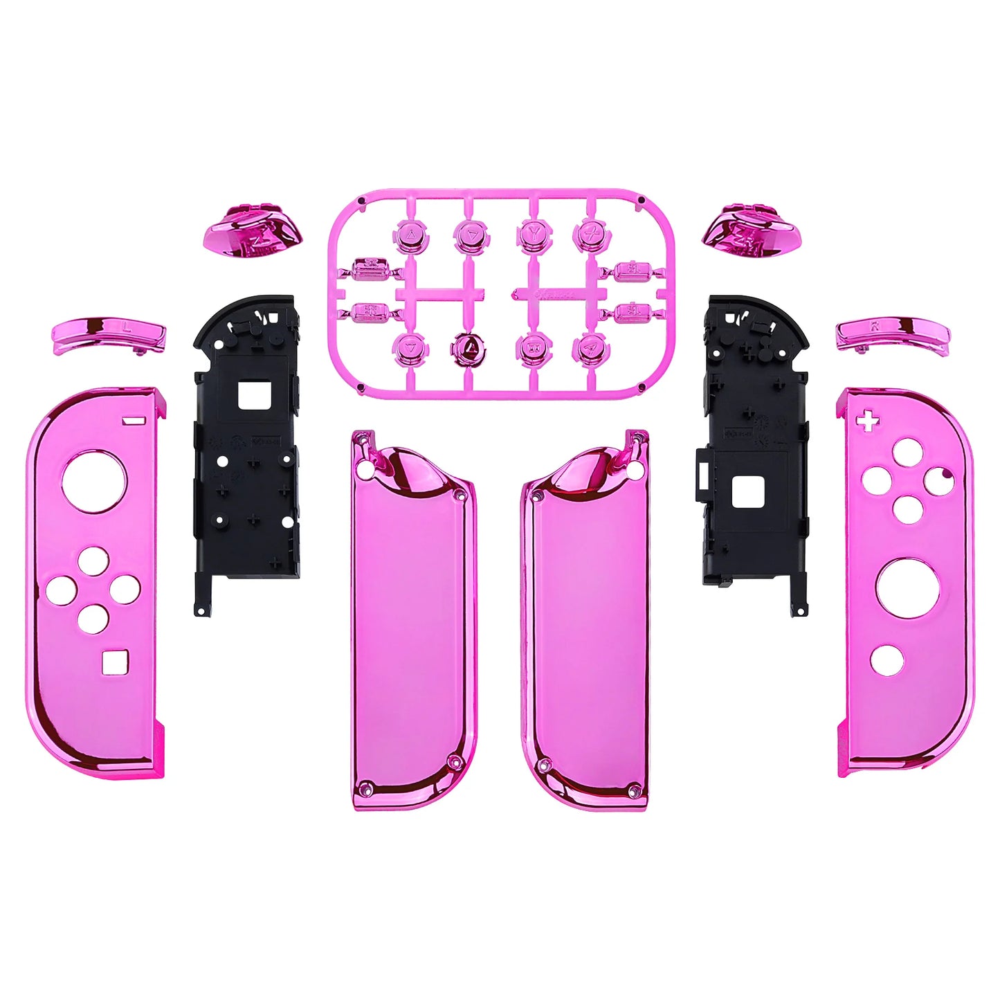 eXtremeRate Chrome Pink Controller Housing With Full Set Buttons DIY Replacement Shell Case for NS Switch & OLED JoyCon