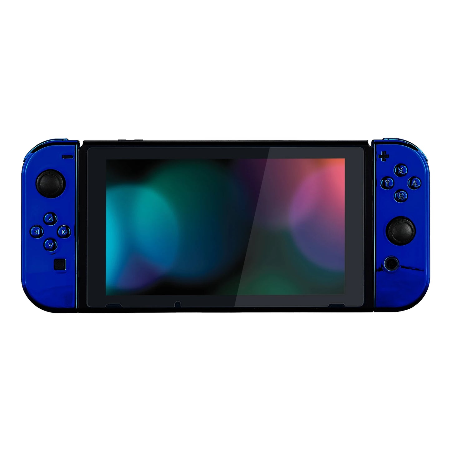 eXtremeRate Custom Chrome Blue Controller Housing Shell Cover with Full Set Buttons for NS Switch JoyCon