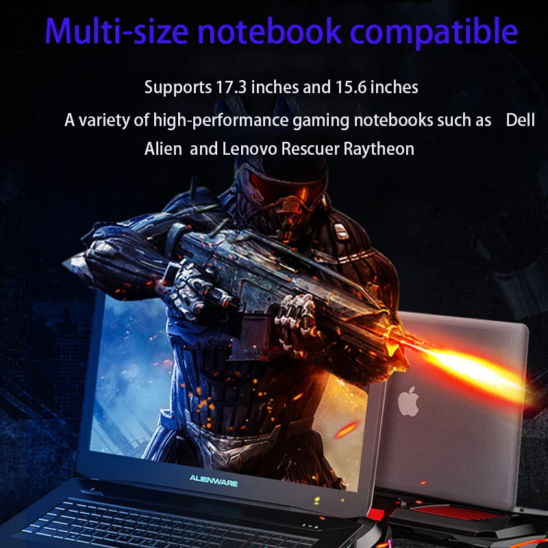 Gaming Laptop Cooler 2 Powerful Turbocharged Fans With RGB Light Laptop Cooling Pad Adjustable Notebook Stand For 12-17 inch