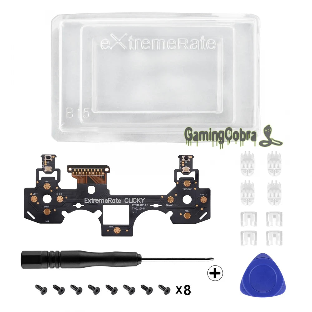 eXtremeRate Clicky Custom Flashshot Hair Trigger Stop Kit Flex Cable for PS4 Slim Pro Controller JDM-040/050/055