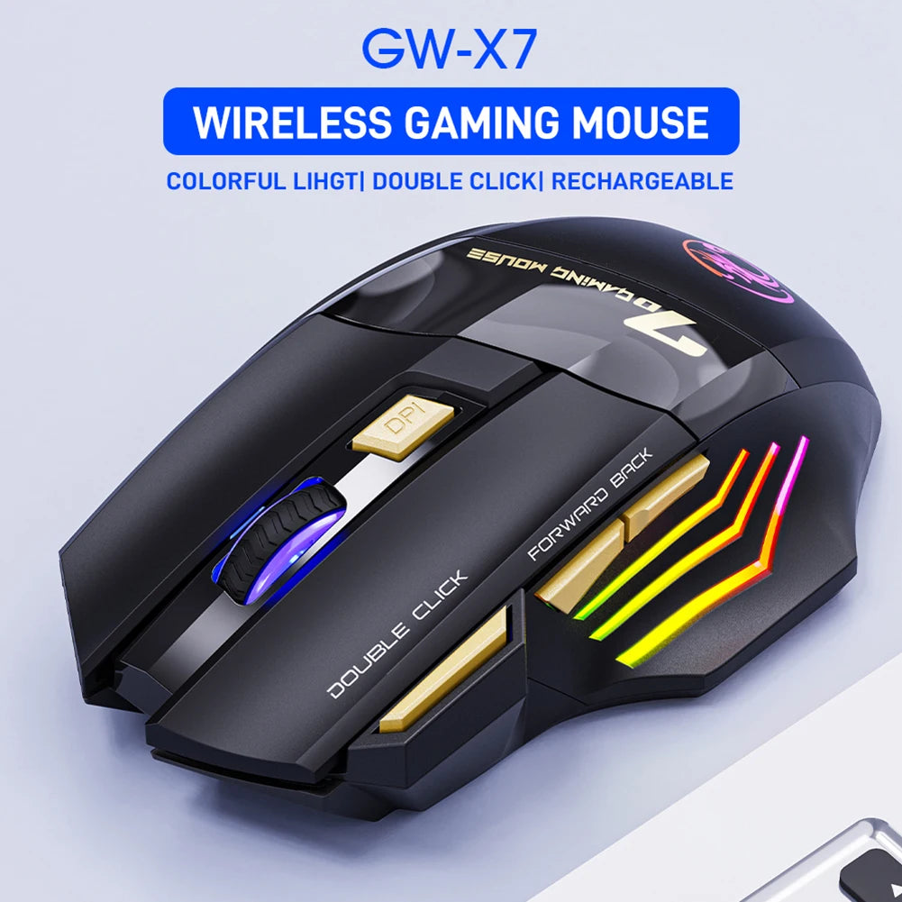 Mute Ergonomic Gaming Mouse iMice GW-X7 7 Buttons Rechargeable RGB Wireless  Adjustable DPI Ergonomic Gaming Office Mice