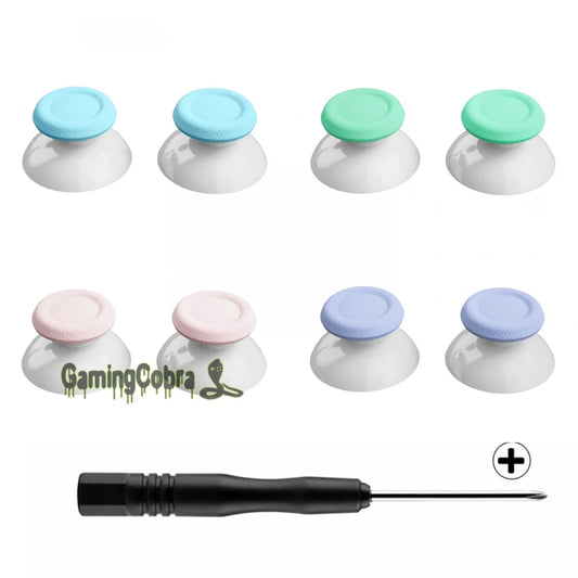 eXtremeRate Dual-Color 3D Joysticks for PS4 Slim Pro Controller - Cherry Blossoms & Mint Green &Heaven Blue & Light Violet