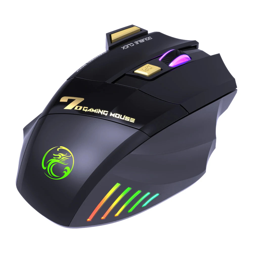 Mute Ergonomic Gaming Mouse iMice GW-X7 7 Buttons Rechargeable RGB Wireless  Adjustable DPI Ergonomic Gaming Office Mice