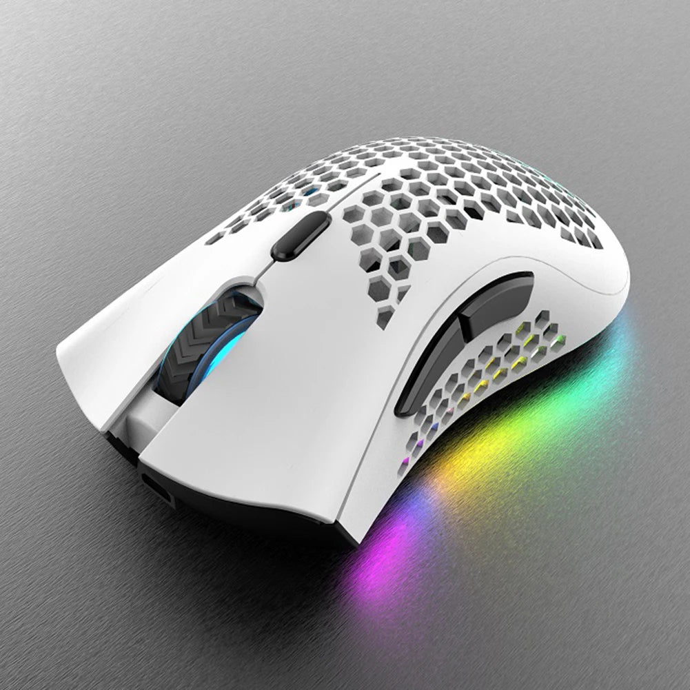 7 Buttons USB Wireless RGB Mouse Rechargeable 3 Gears 1600 DPI Adjustable Hollow Honeycomb Gamer Mice Blue/Pink/Black/White