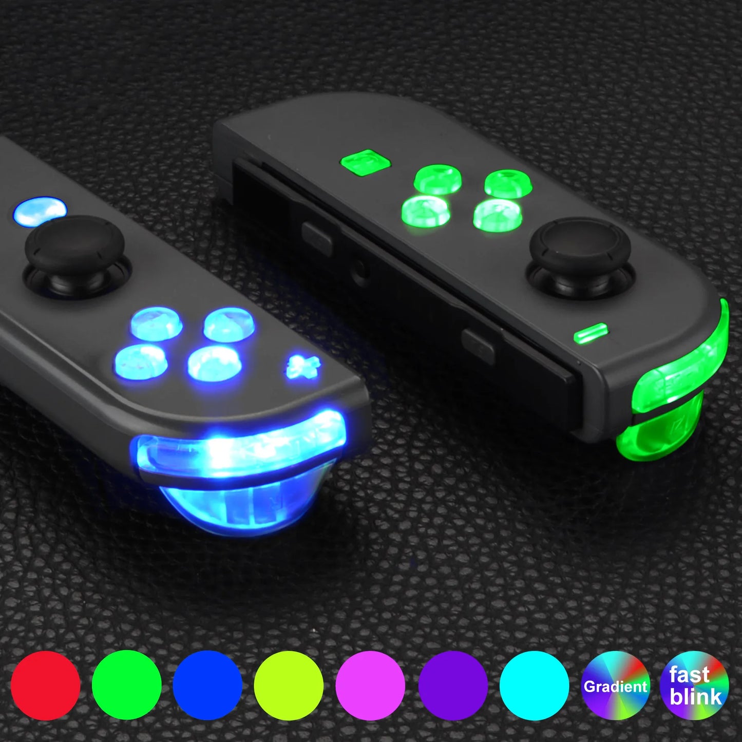 eXtremeRate 7 Colors 9 Modes Joycon DFS LED Kit, Multi-Colors Luminated ABXY Trigger Face Buttons for NS Switch & OLED JoyCon