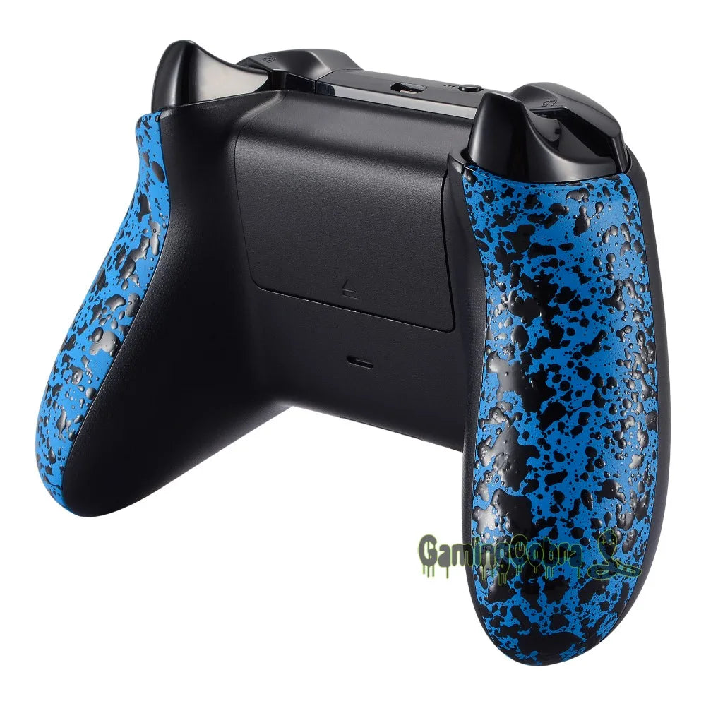 eXtremeRate Textured Back Panels Comfortable Non-slip Side Rails 3D Splashing Handles for Xbox One X & for Xbox One S Controller