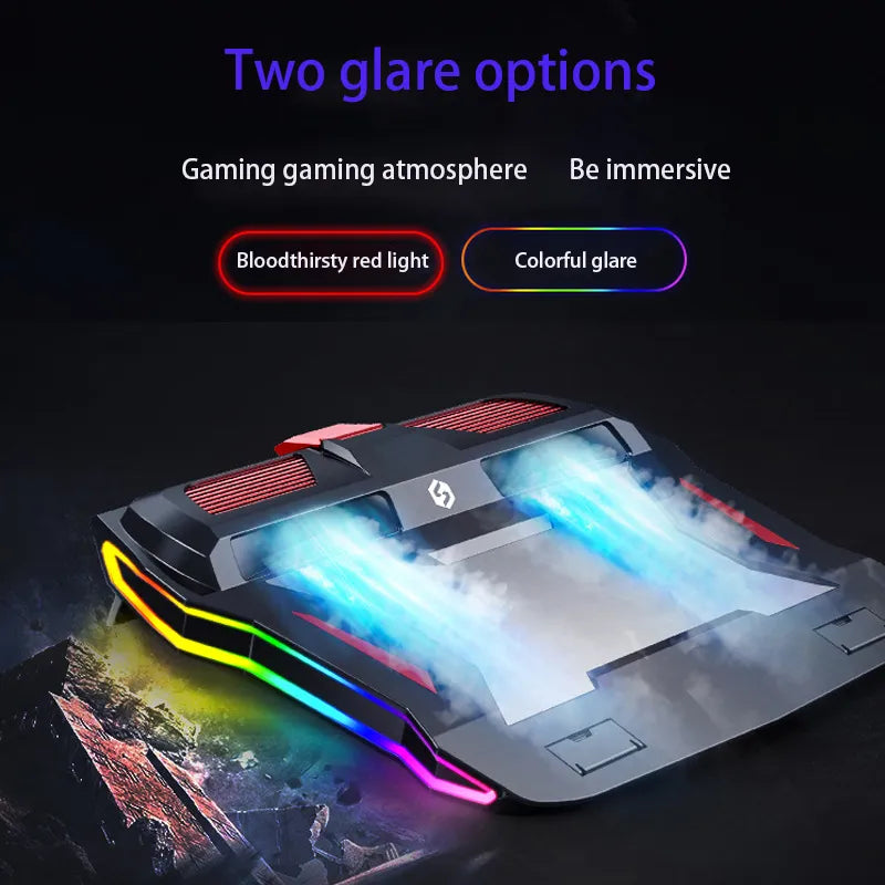 Gaming Laptop Cooler 2 Powerful Turbocharged Fans With RGB Light Laptop Cooling Pad Adjustable Notebook Stand For 12-17 inch