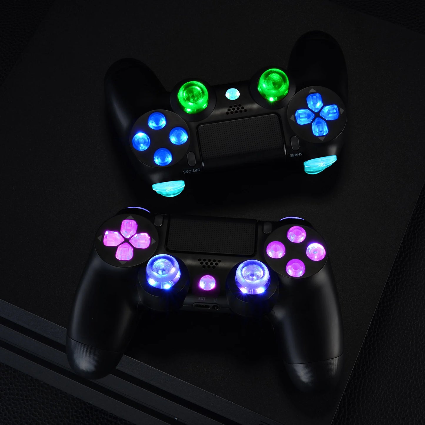 eXtremeRate Multi-Colors Luminated Buttons DTFS (DTF 2.0) LED Kit for PS4 CUH-ZCT2 Controller - Controller NOT Included