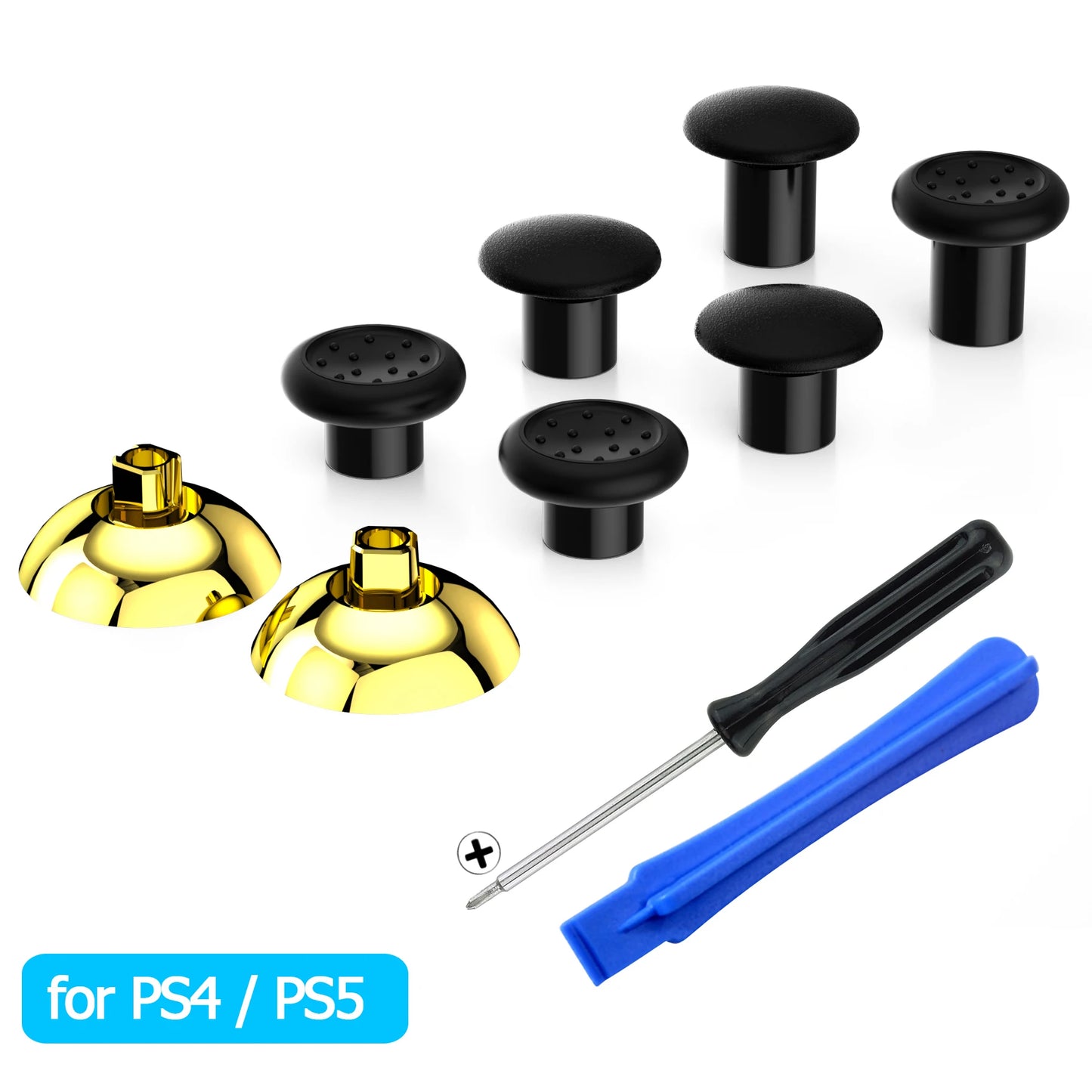 eXtremeRate Interchangeable Thumbstick with 3 Grips Adjustable Joystick for PS5 Controller, for PS4 All Model Controller