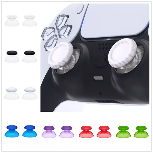 eXtremeRate 2 PCS Clear 3D Joystick Caps for PS5 for PS4 All Model Controllers Replacement Thumbsticks Analog Thumb Sticks Grip