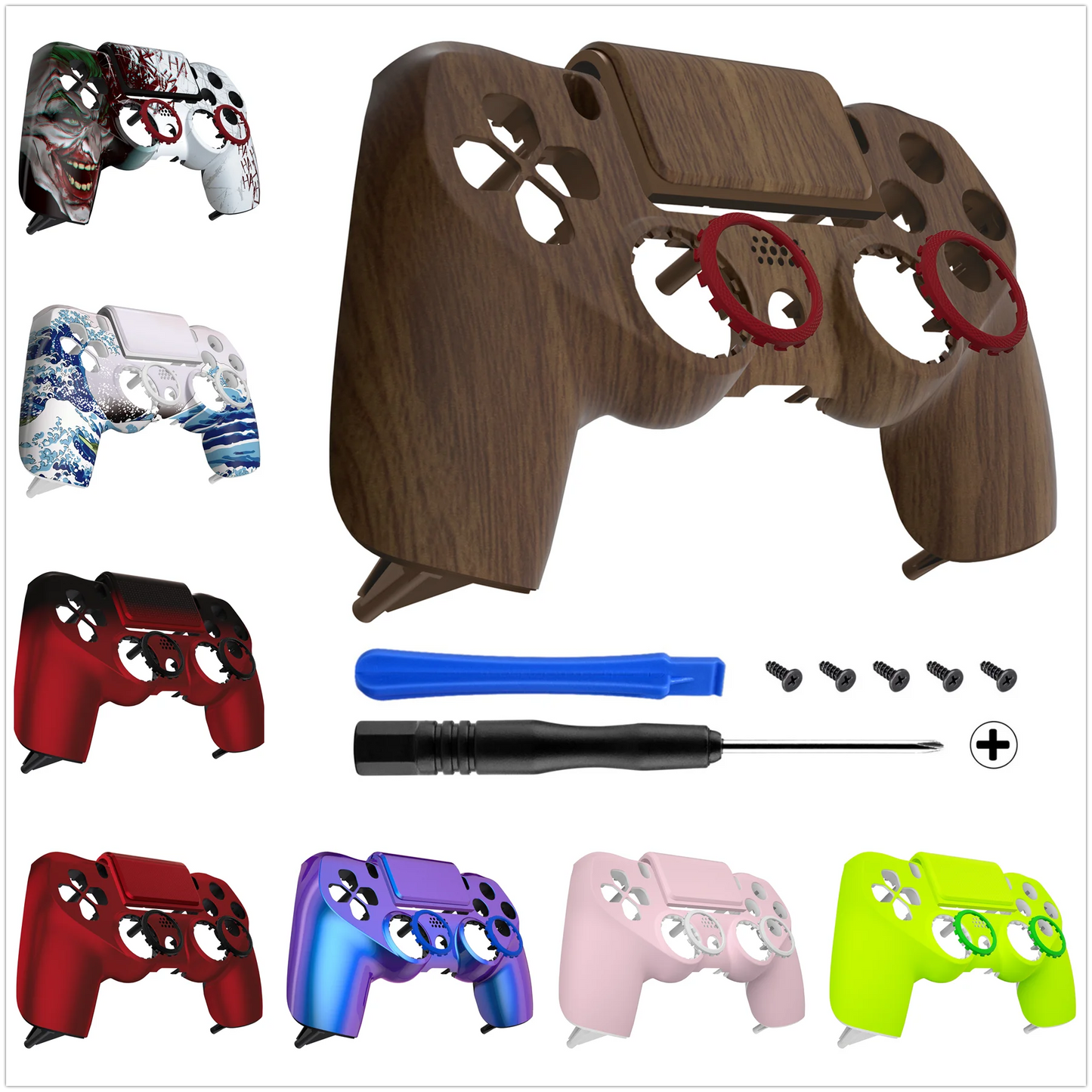 eXtremeRate Ghost Replacement Faceplate Touchpad Cover Redesigned Shell Compatible with PS4 Slim Pro Controller JDM-040/050/055