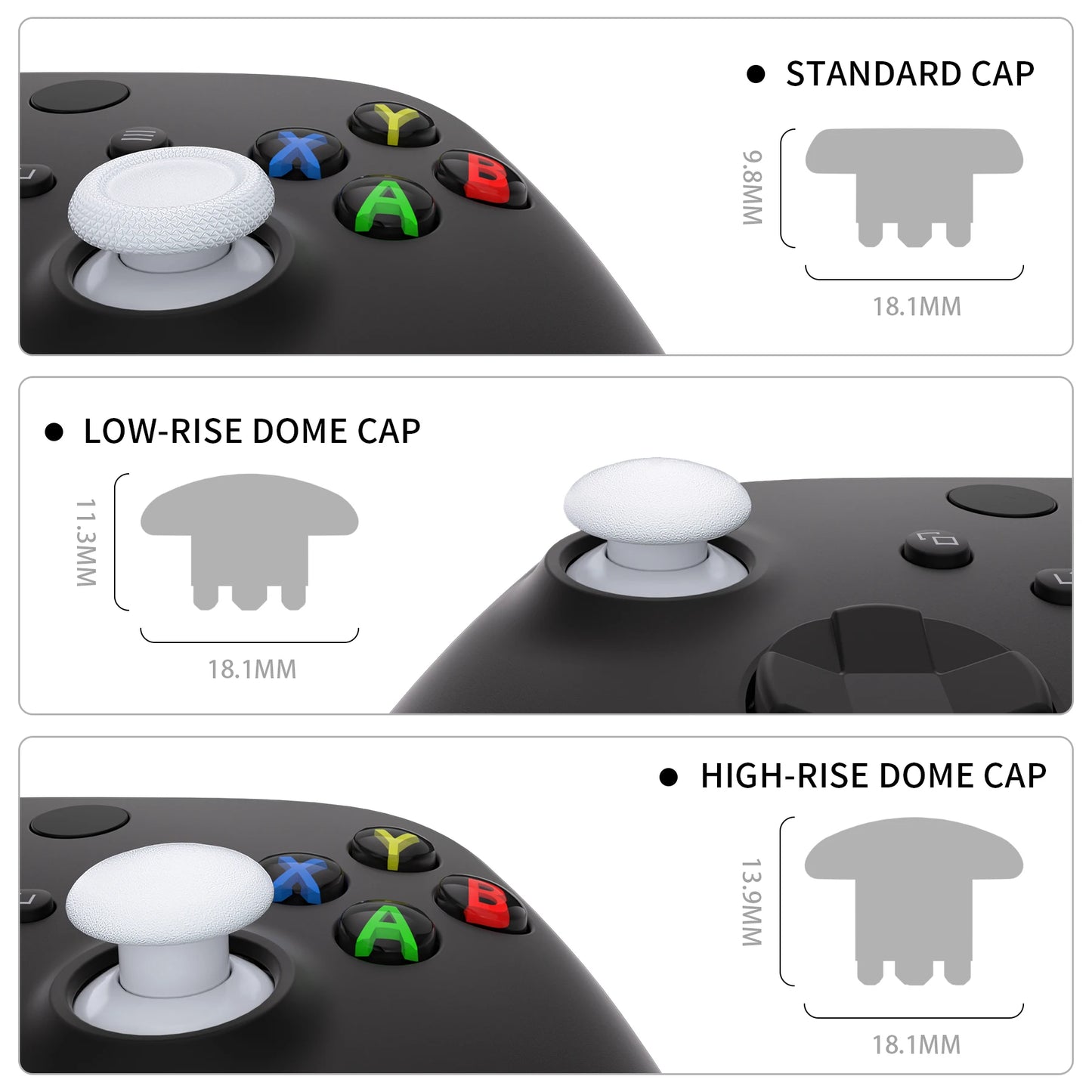 eXtremeRate Interchangeable Thumbsticks for Xbox Core Controller & Xbox One S/X & Xbox Elite V1, Robot White Joystick for NS Pro