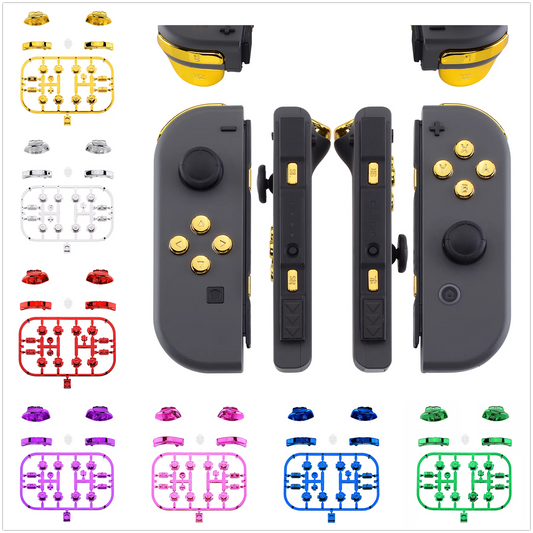 eXtremeRate Chrome Replacement ABXY SR SL L R ZR ZL Trigger Full Set Buttons with Tools for Nintendo Switch & OLED JoyCon