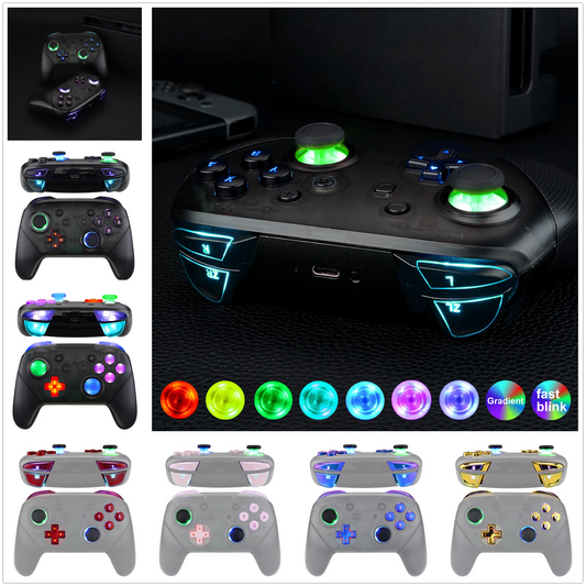 eXtremeRate Luminated Thumbsticks D-pad Face Buttons DIY DTFS LED Kit V2 for Nintendo Switch Pro Controllere -  9 Colors Modes