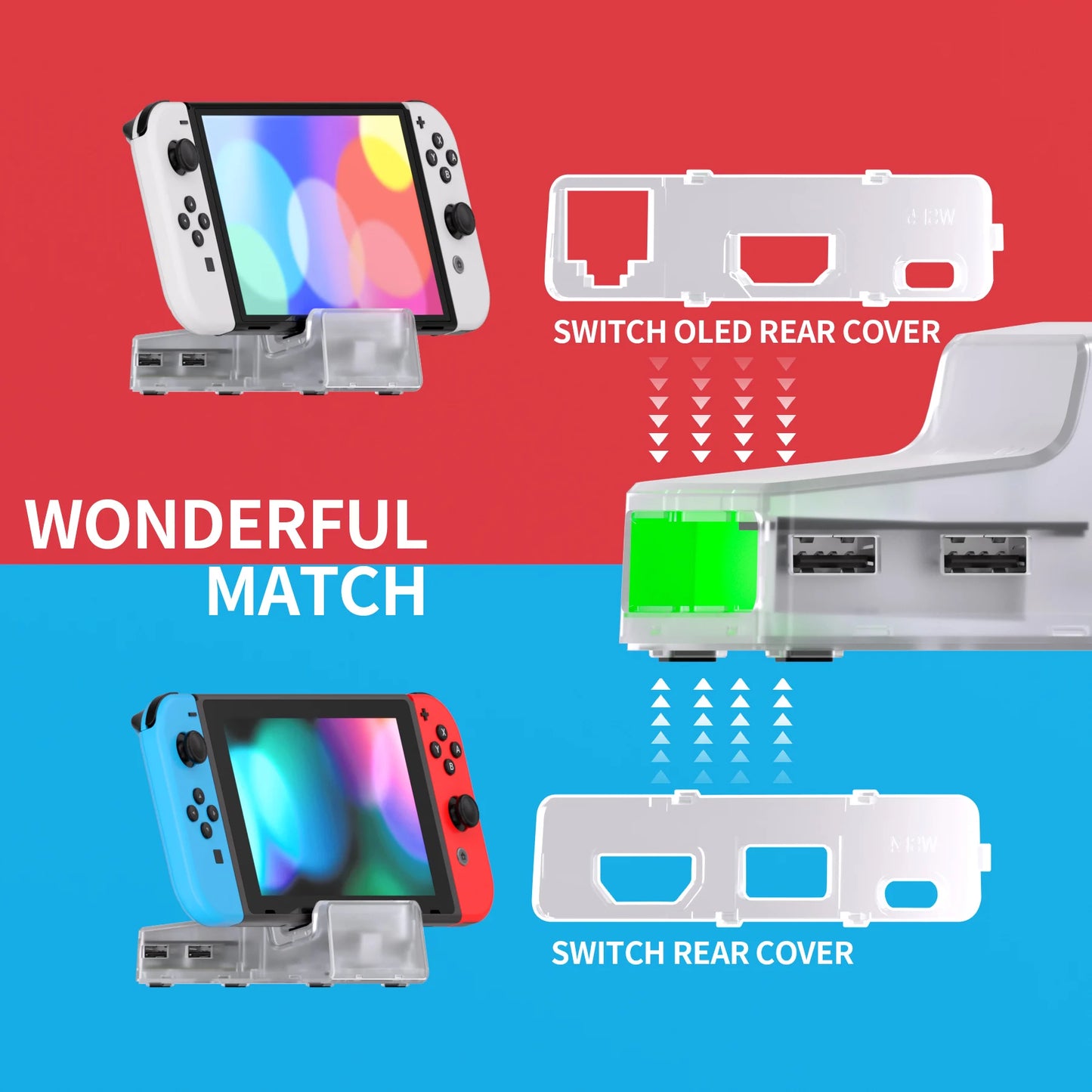 eXtremeRate AiryDocky DIY Kit Replacement Case for Nintendo Switch Dock, Portable Mini Dock Shell Cover for Nintendo Switch OLED