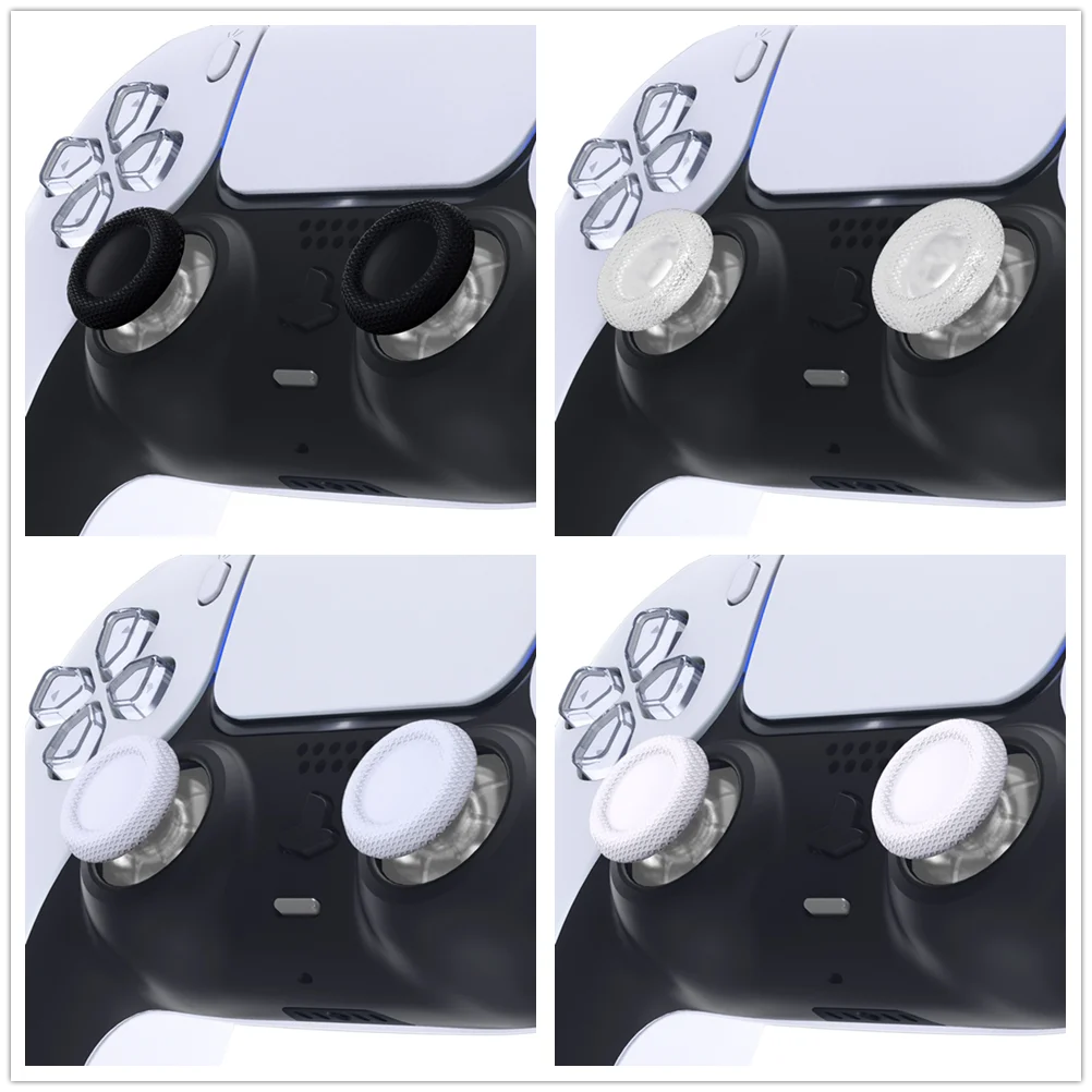 eXtremeRate 2 PCS Clear 3D Joystick Caps for PS5 for PS4 All Model Controllers Replacement Thumbsticks Analog Thumb Sticks Grip