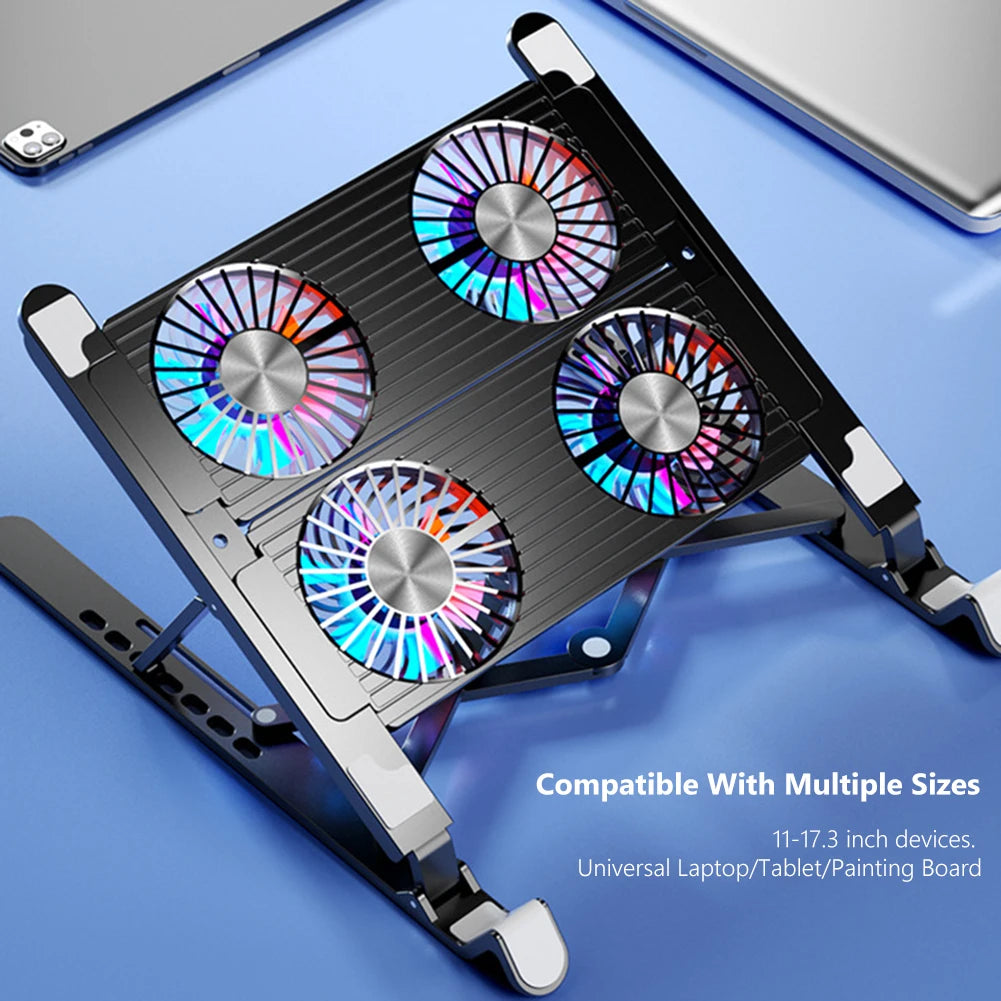 Portable Adjustable Notebook Stand Gaming PC Laptop Cooler 2/4 Silent Fan Foldable Laptop Cooling Pad Support for 11-17.3 inch