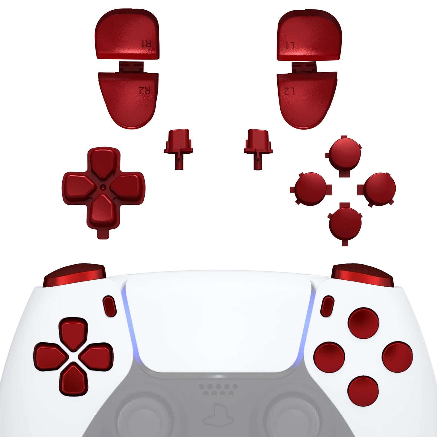 eXtremeRate Replacement D-pad R1 L1 R2 L2 Triggers Face Buttons, Full Set Buttons Compatible with ps5 Controller BDM-030 BDM-040