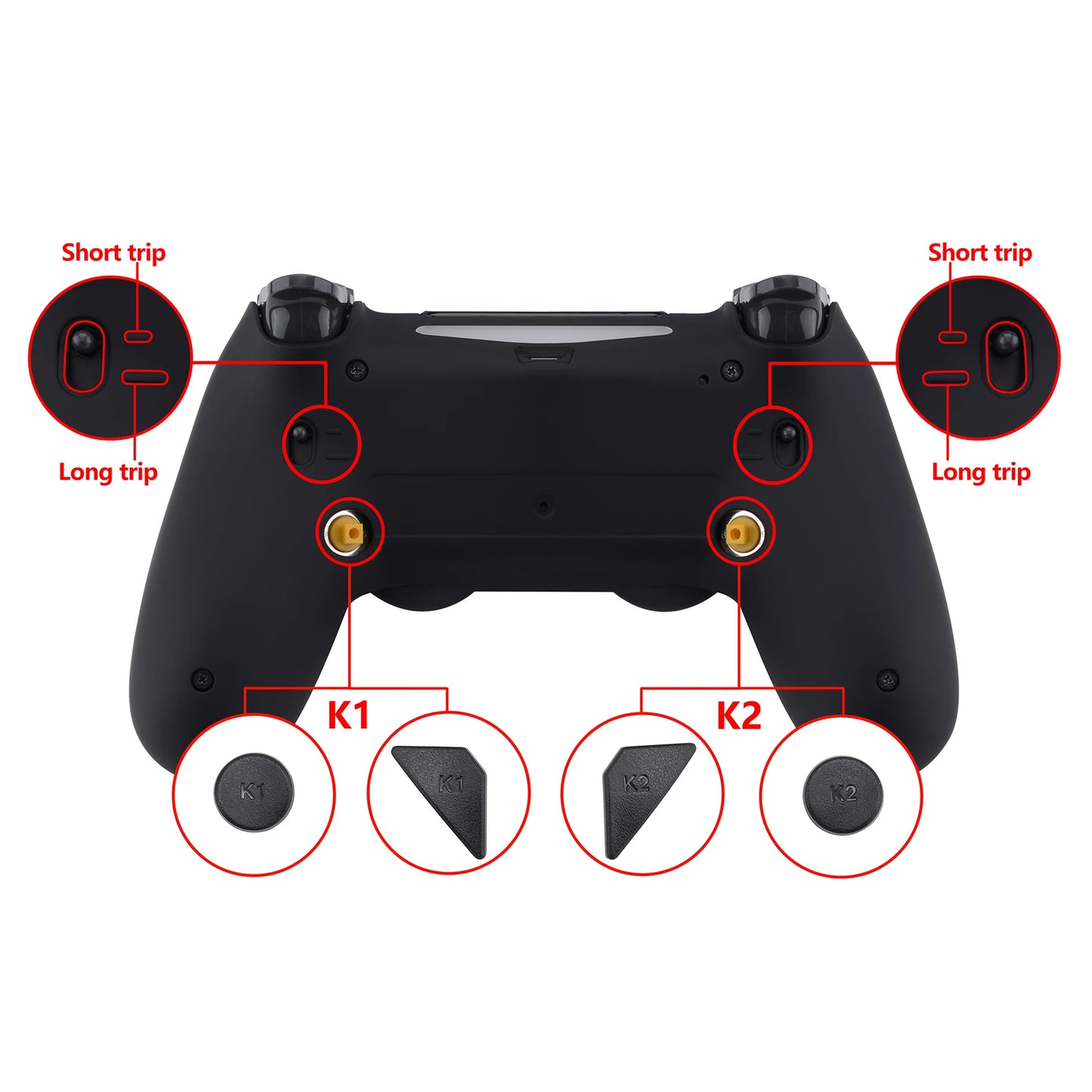 eXtremeRate Dawn 2.0 FlashShot Remap Kit With Back Shell & 2 Back Buttons & 2 Trigger Lock for PS4 Controller JDM 040/050/055