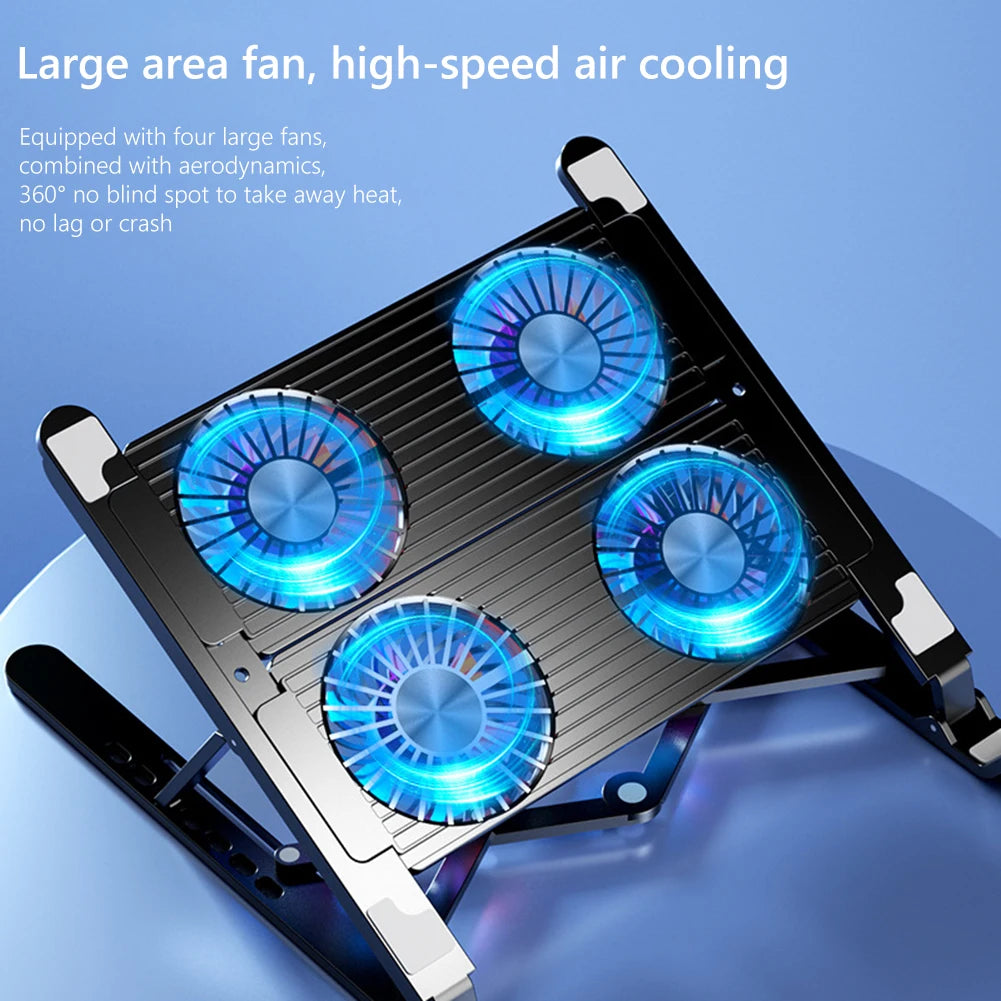 Portable Adjustable Notebook Stand Gaming PC Laptop Cooler 2/4 Silent Fan Foldable Laptop Cooling Pad Support for 11-17.3 inch