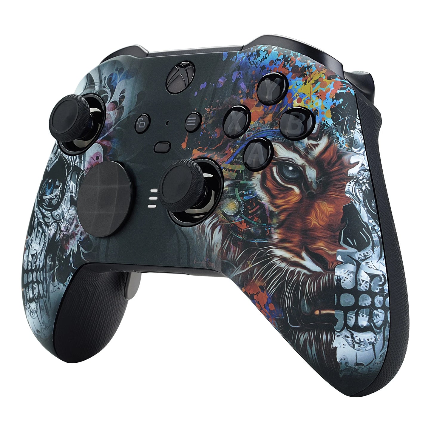 eXtremeRate Soft Touch Faceplate Front Housing Shell Replacement Kit for Xbox One Elite Series 2 Controller - Tiger Skull