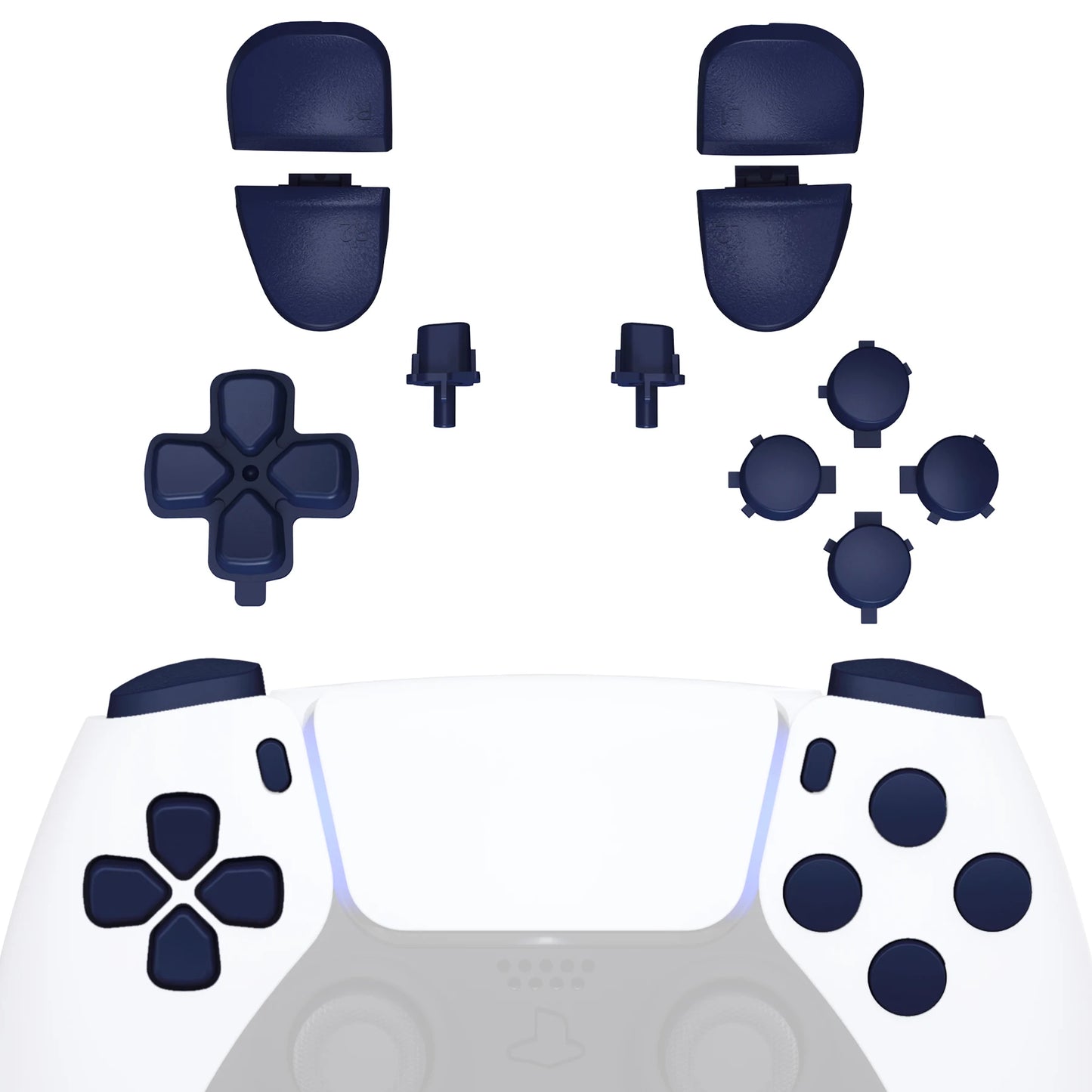 eXtremeRate Replacement D-pad R1 L1 R2 L2 Triggers Face Buttons, Full Set Buttons Compatible with ps5 Controller BDM-030 BDM-040