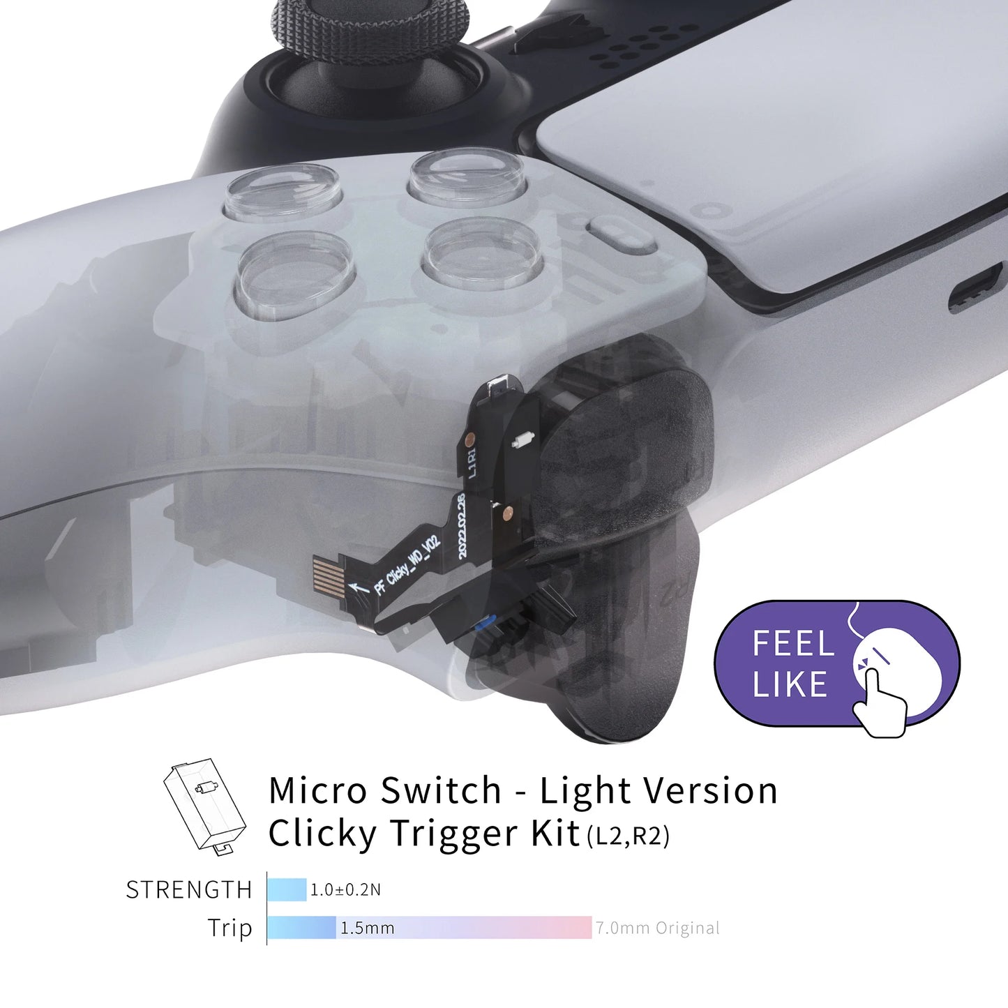 eXtremeRate Micro Switch - Light Version Clicky Hair Trigger Kit for ps5 Controller, BDM-010 & BDM-020 Shoulder Buttons