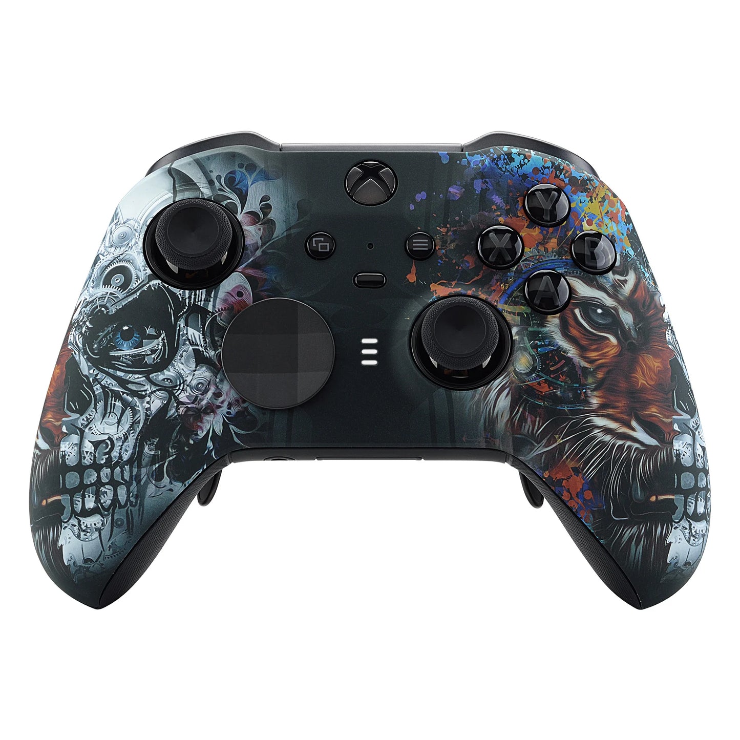 eXtremeRate Soft Touch Faceplate Front Housing Shell Replacement Kit for Xbox One Elite Series 2 Controller - Tiger Skull