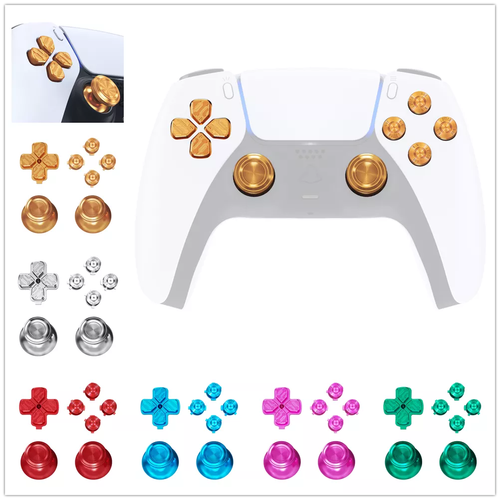 eXtremeRate Metal Thumbsticks Dpad ABXY Buttons Aluminum Analog Thumbsticks & Action Buttons & Direction Keys for PS5 Controller