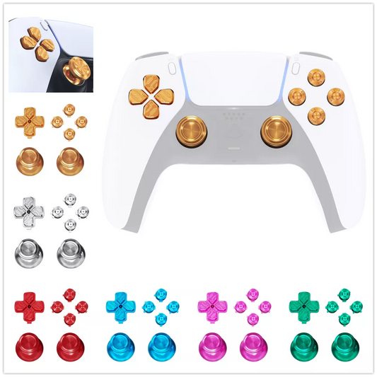 eXtremeRate Metal Thumbsticks Dpad ABXY Buttons Aluminum Analog Thumbsticks & Action Buttons & Direction Keys for PS5 Controller