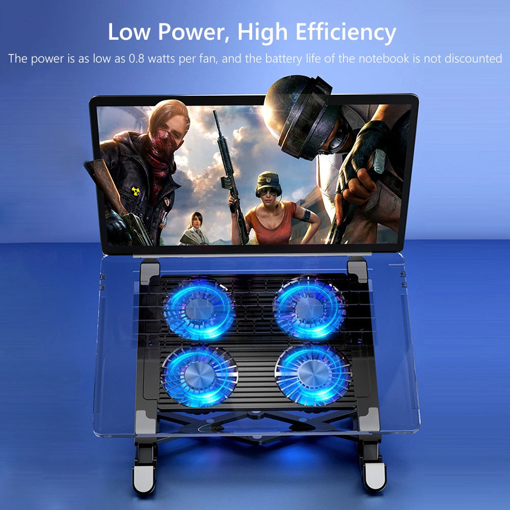 Portable Adjustable Notebook Stand Gaming PC Laptop Cooler 2/4 Silent Fan Foldable Laptop Cooling Pad Support for 11-17.3 inch