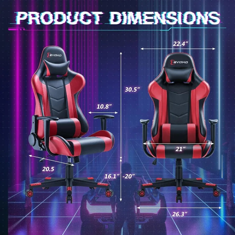 Devoko Ergonomic Gaming Chair Racing Style Adjustable Height High-Back PC Computer Chair with Headrest and Lumbar Support