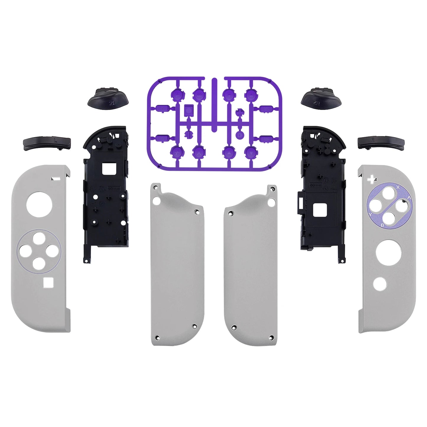 eXtremeRate Soft Touch Classics SNES Style Housing Shell Case With Full Set Buttons for NS Switch JoyCon & OLED