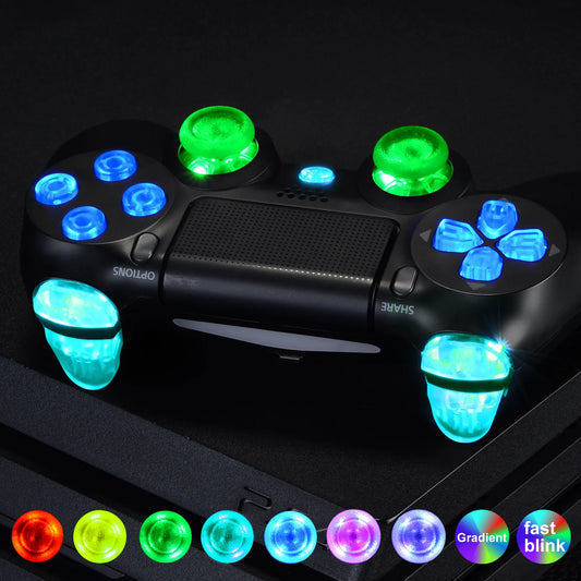 eXtremeRate Multi-Colors Luminated Buttons DTFS (DTF 2.0) LED Kit for PS4 CUH-ZCT2 Controller - Controller NOT Included