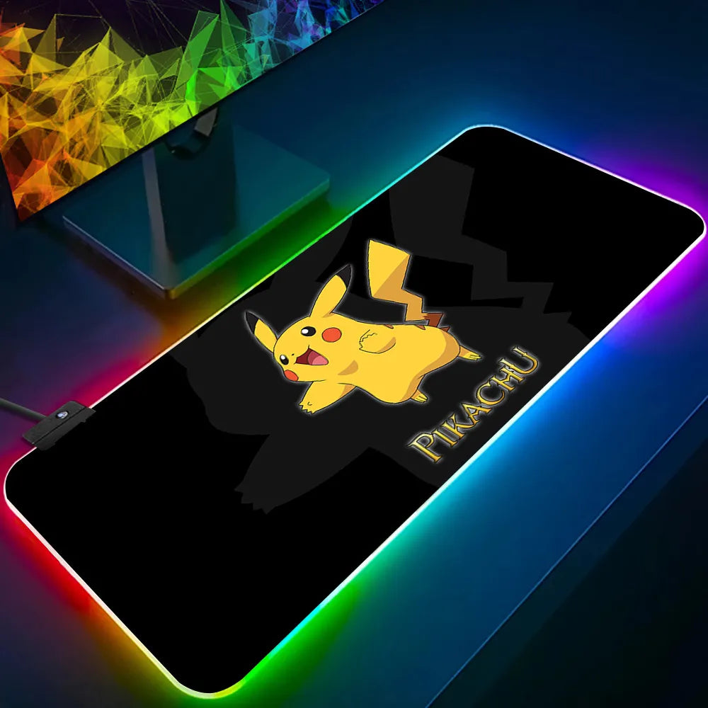 Cute Pokemon Pikachu RGB Pc Gamer Keyboard Mouse Pad Mousepad LED Glowing Mouse Mats Rubber Gaming Computer Mausepad