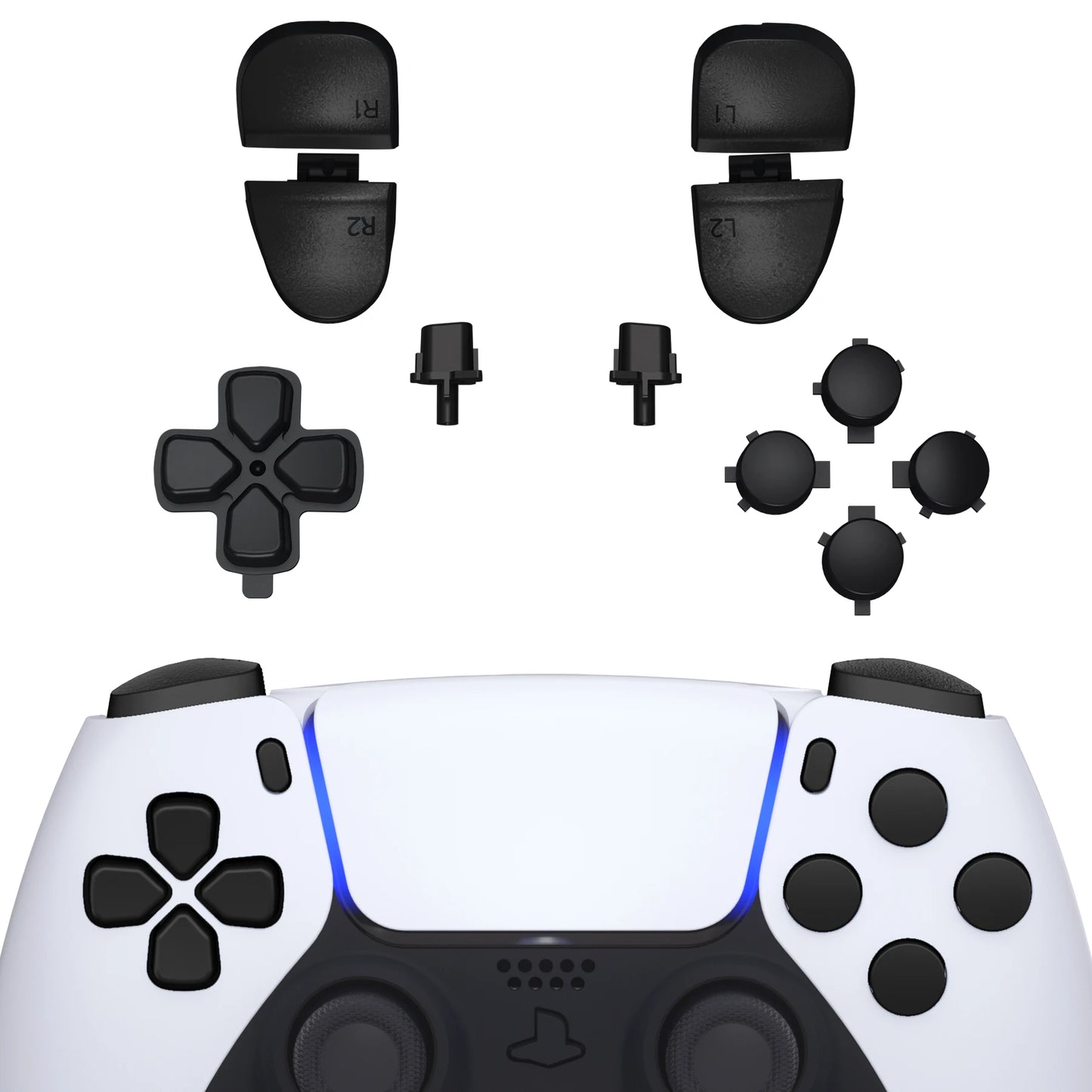 eXtremeRate Replacement D-pad R1 L1 R2 L2 Triggers Face Buttons, Full Set Buttons Compatible with ps5 Controller BDM-030 BDM-040