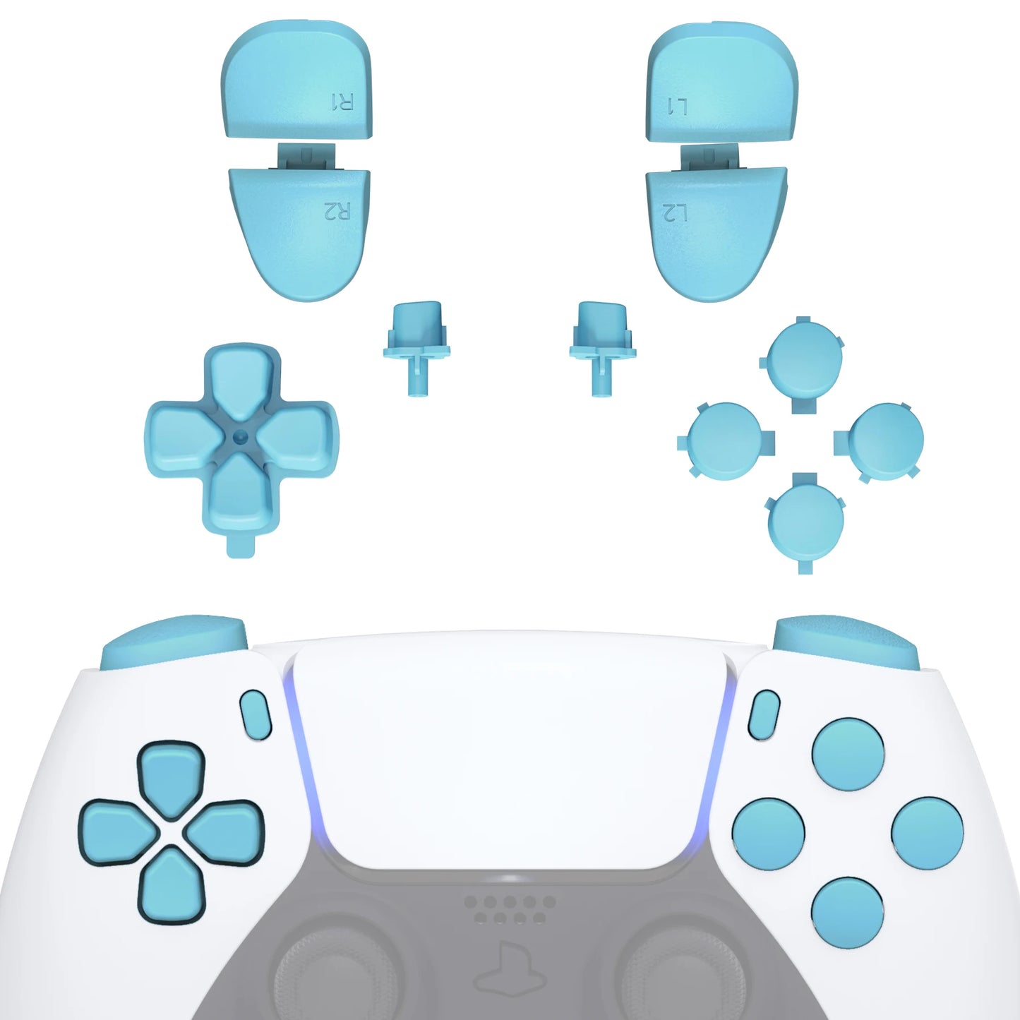 eXtremeRate Replacement D-pad R1 L1 R2 L2 Triggers Face Buttons, Full Set Buttons Compatible with ps5 Controller BDM-030 BDM-040