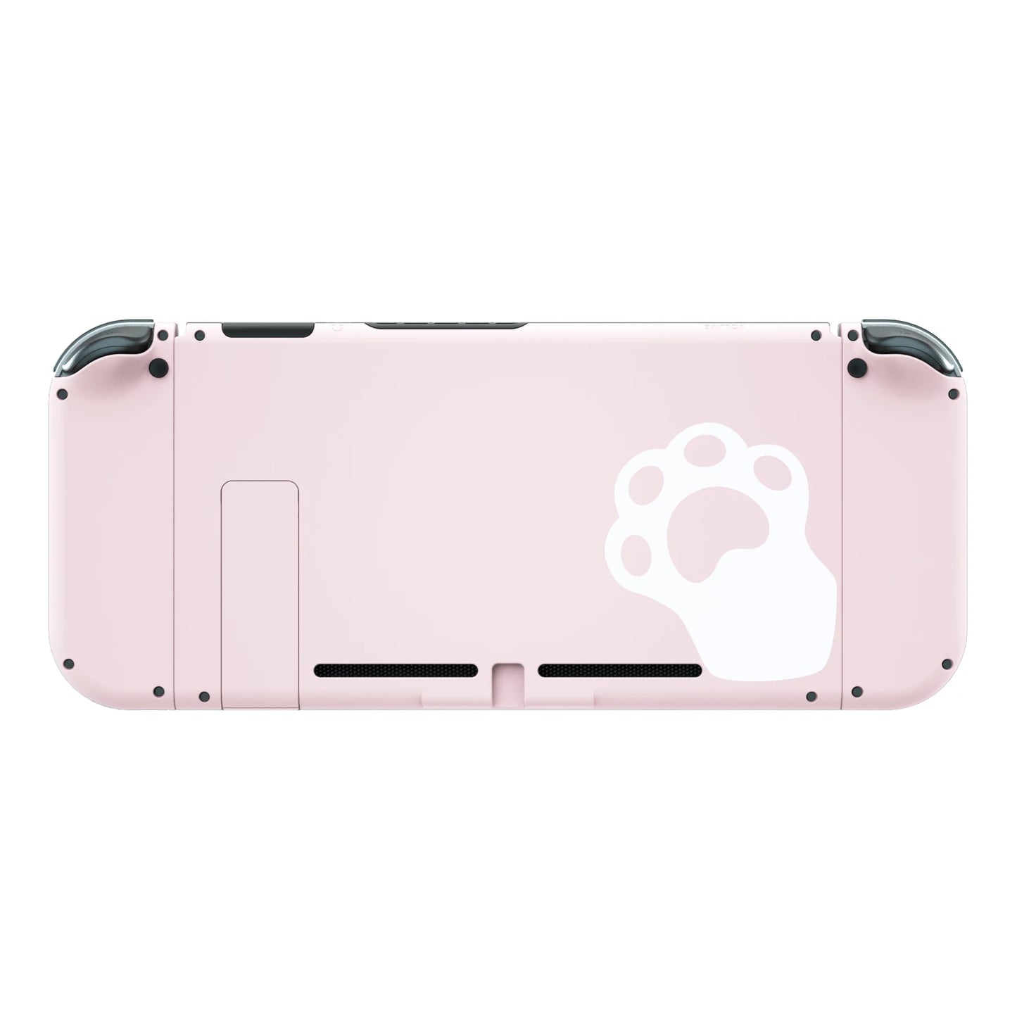 eXtremeRate Cherry Blossoms Pink Cat Paw Soft Touch Grip Back Plate + Controller Shell with Full Set Buttons for Nintendo Switch