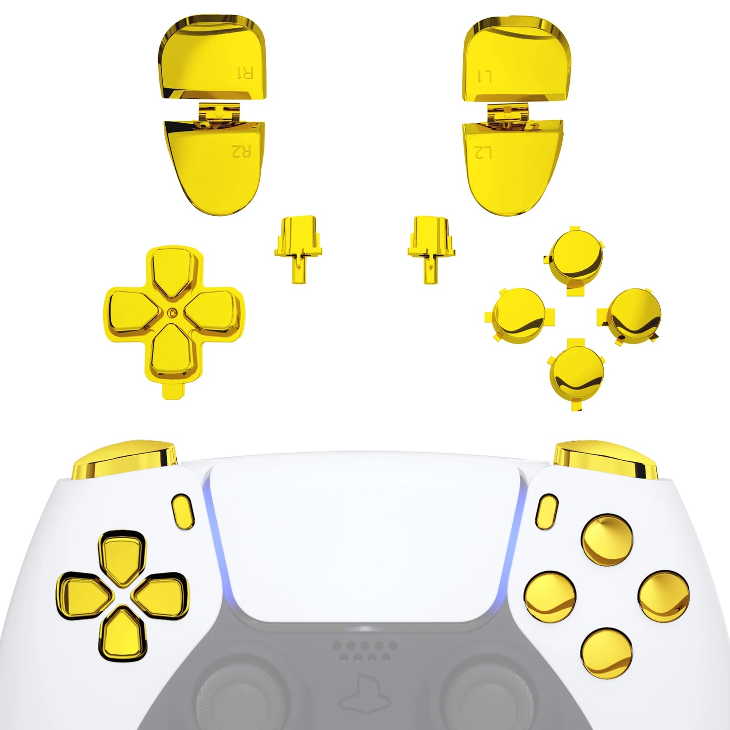 eXtremeRate Replacement D-pad R1 L1 R2 L2 Triggers Face Buttons, Full Set Buttons Compatible with ps5 Controller BDM-030 BDM-040