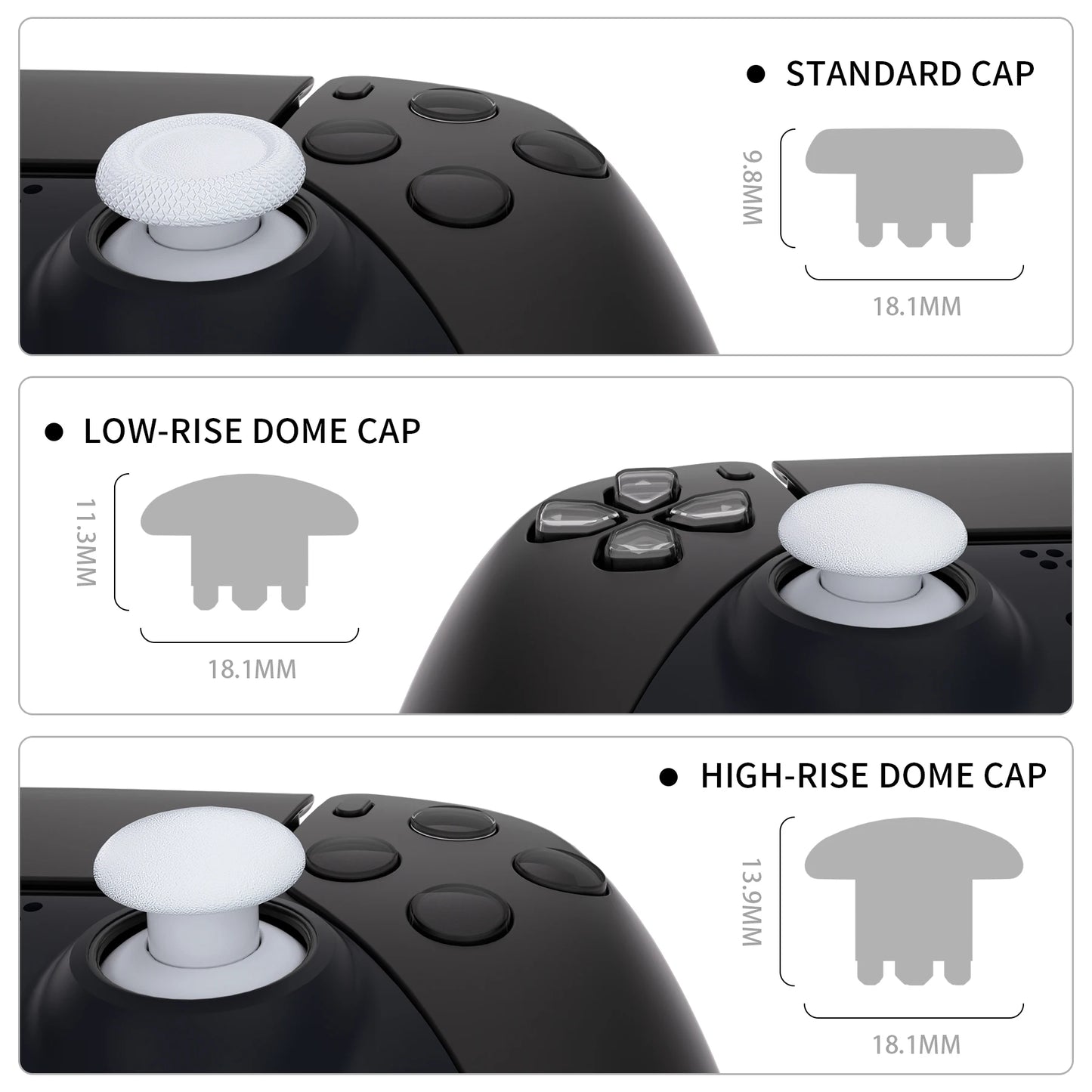 eXtremeRate  Universal Swappable Thumbsticks for PS5, for PS4, White Custom Replacement Interchangeable Analog Stick Joystick