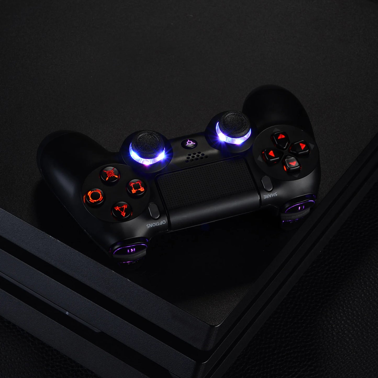 eXtremeRate Multi-Colors Luminated Thumbstick Dpad Trigger Home Face Buttons DTFS LED Kit for PS4 Slim Pro Controller